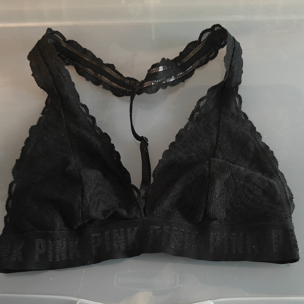 PINK Victoria's Secret Black Lace Bralette Small